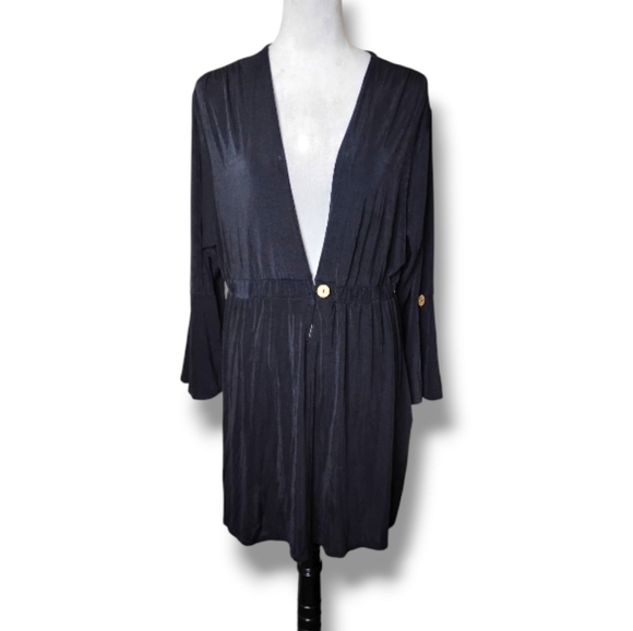 NWT J Valdi Plunge Bell-Sleeve Swim Cover-Up Dress XL Beach To Brunch - Picture 1 of 6